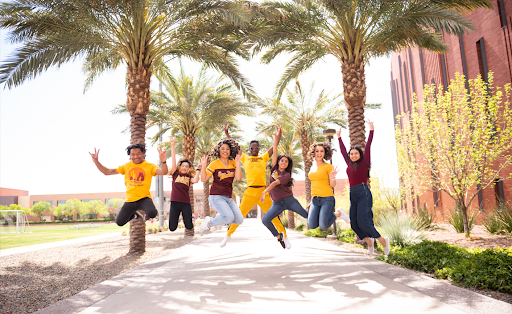 ASU Students jumping